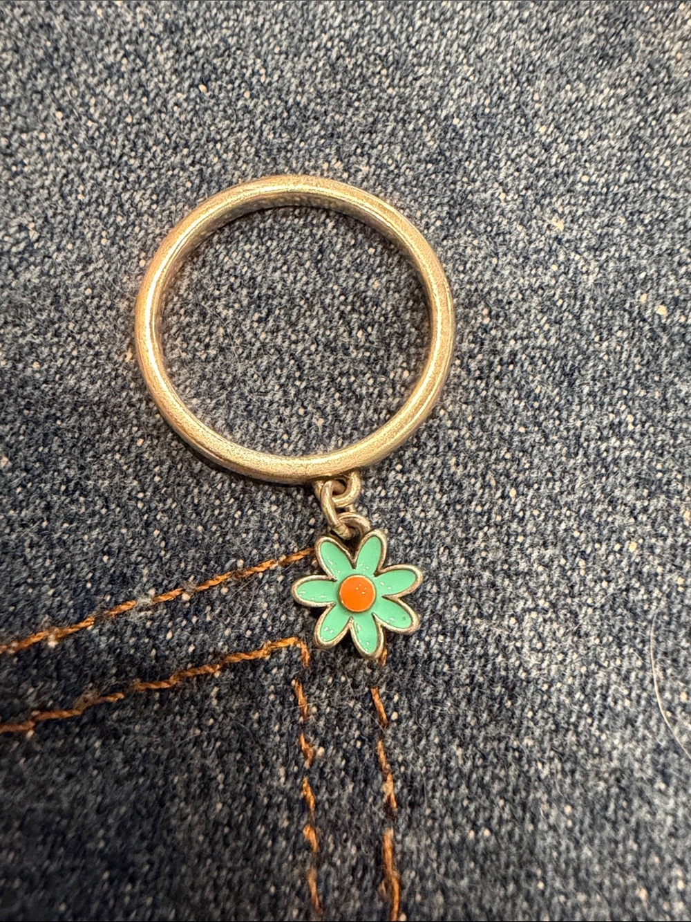 James Avery turquoise daisy dangle ring-SZ 10.
Retired
